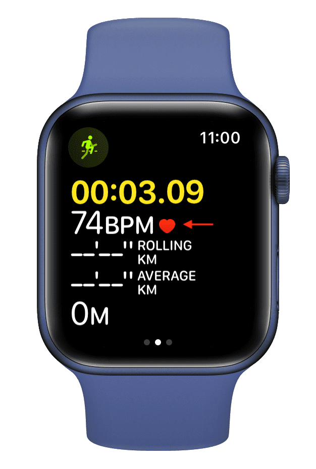 Se muestra la frecuencia cardíaca durante el entrenamiento en el Apple Watch